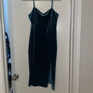 Green cocktail velvet dress.